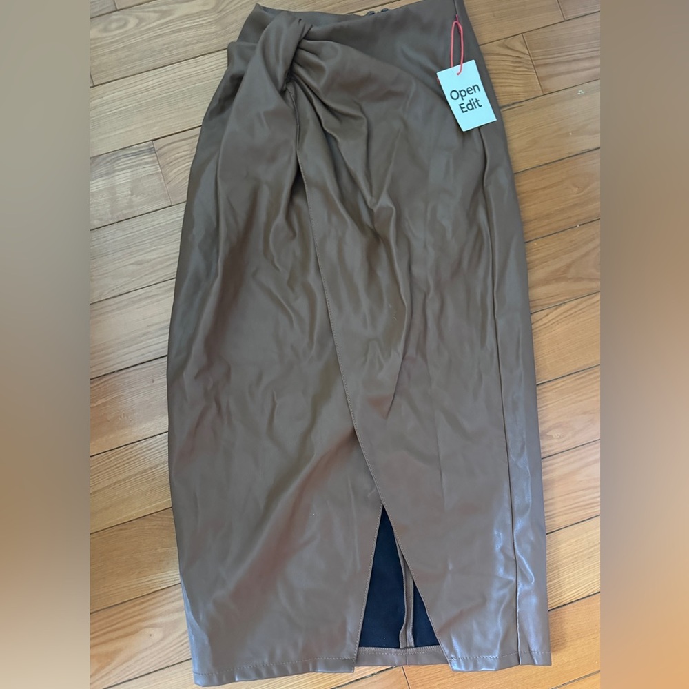 NWT nordstrom midi faux leather skirt